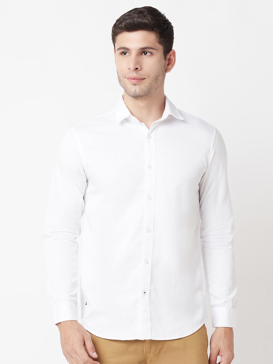 

Blue Buddha Men White Cotton Casual Shirt