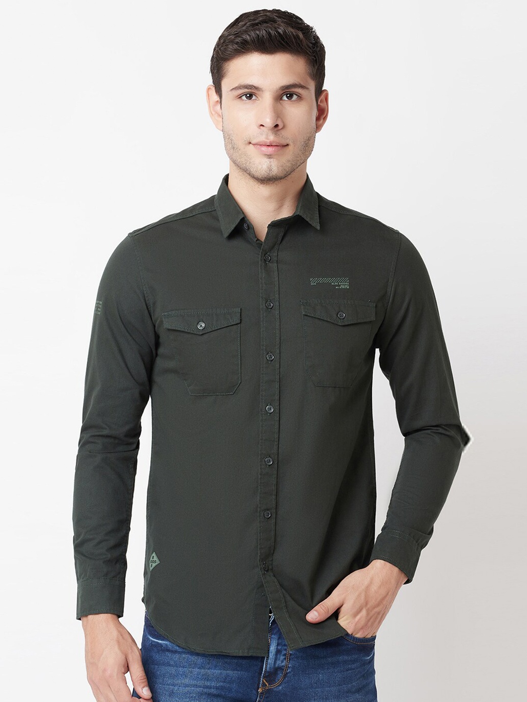 

Blue Buddha Men Green Casual Shirt