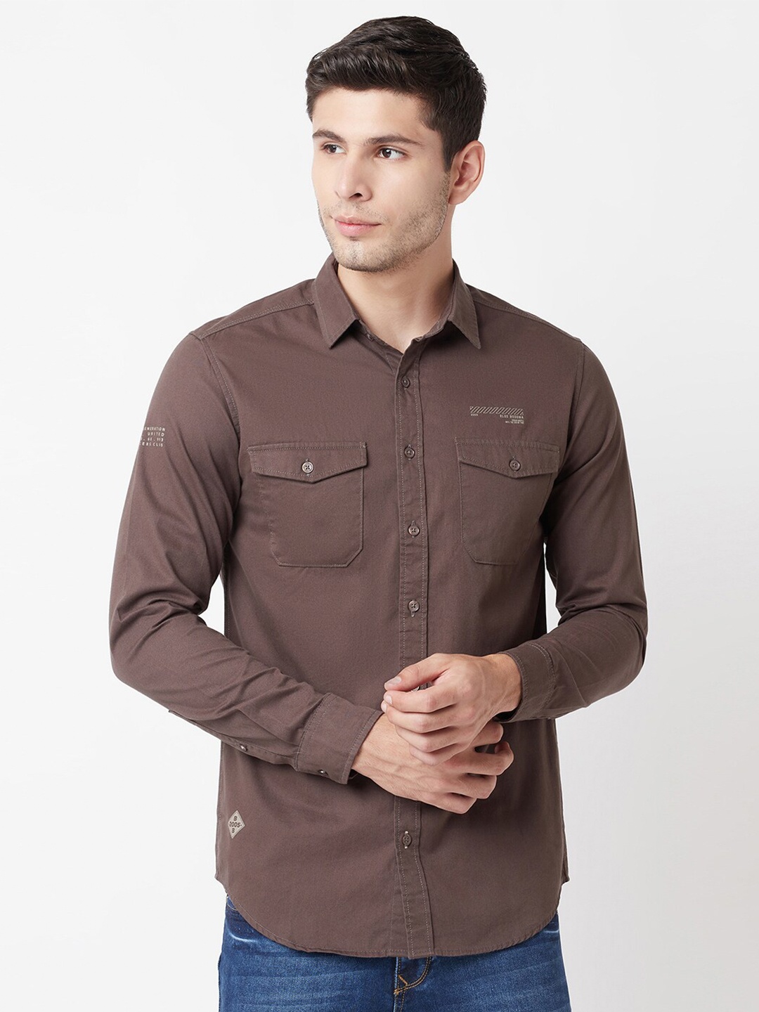 

Blue Buddha Men Regular Fit Cotton Casual Shirt, Brown