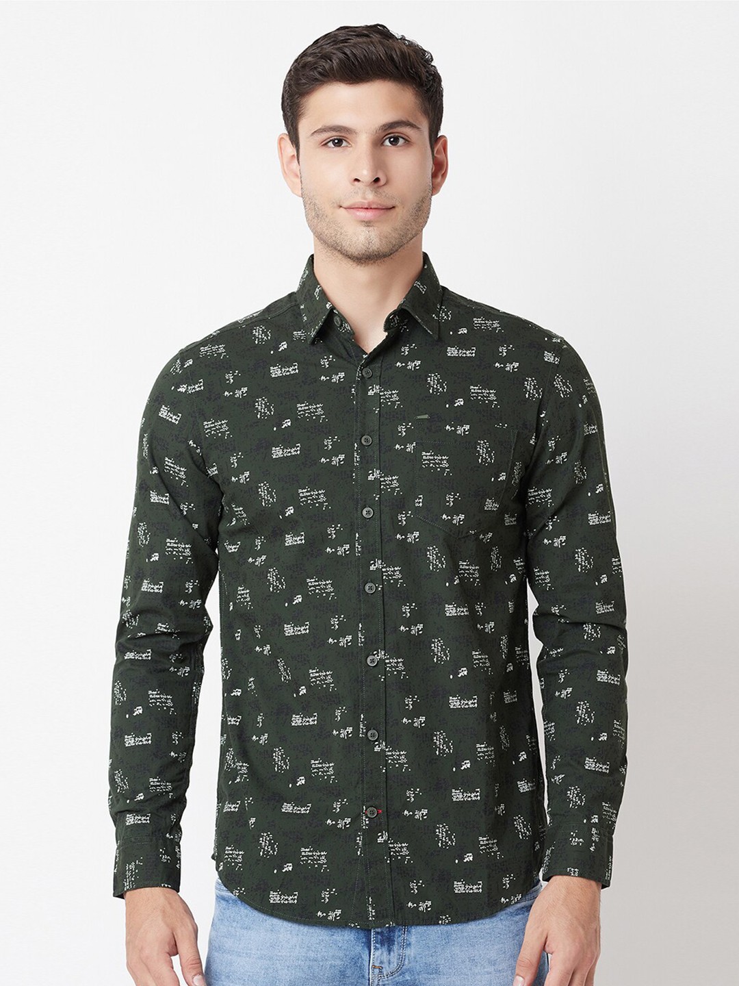 

Blue Buddha Men Green Printed Casual Shirt