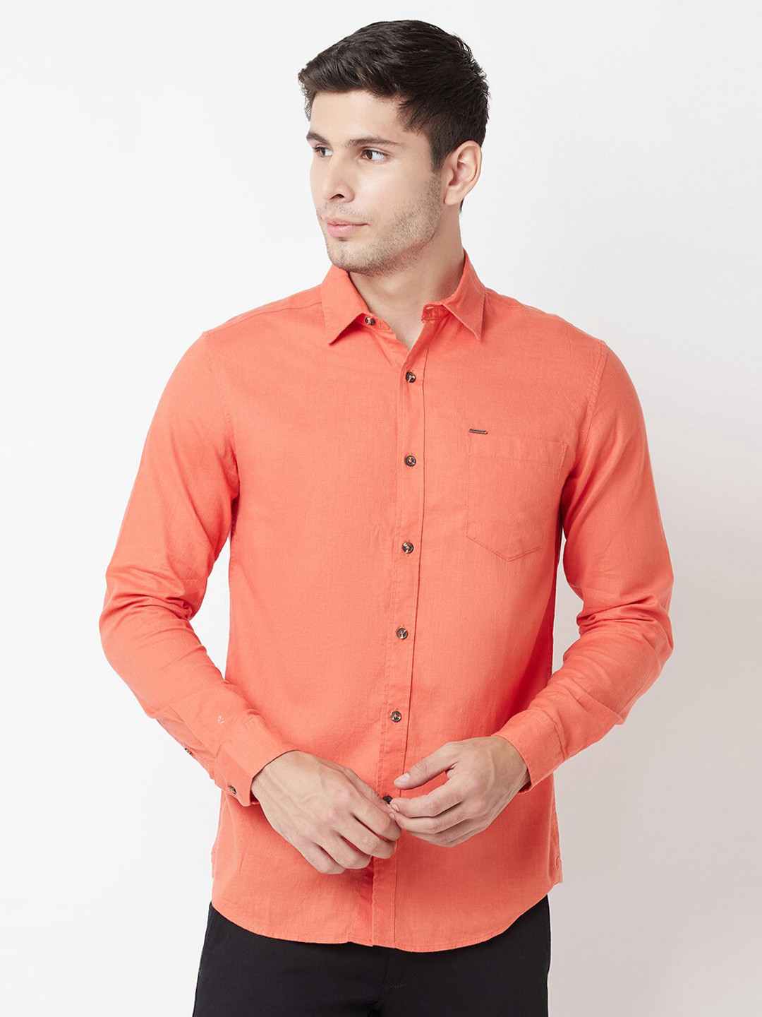 

Blue Buddha Men Orange Casual Shirt
