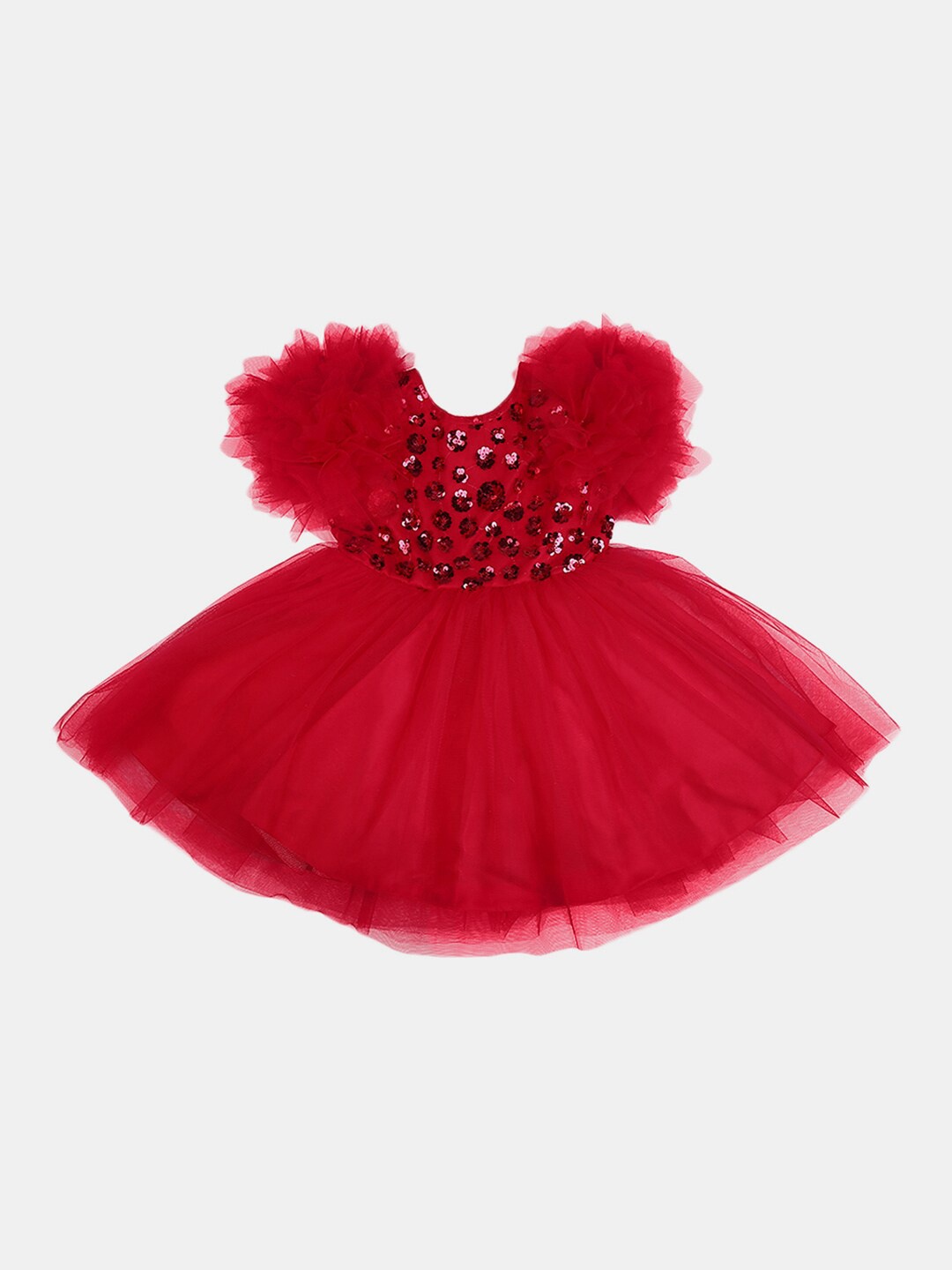 

V-Mart Kids -Girls Red Embellished Dress