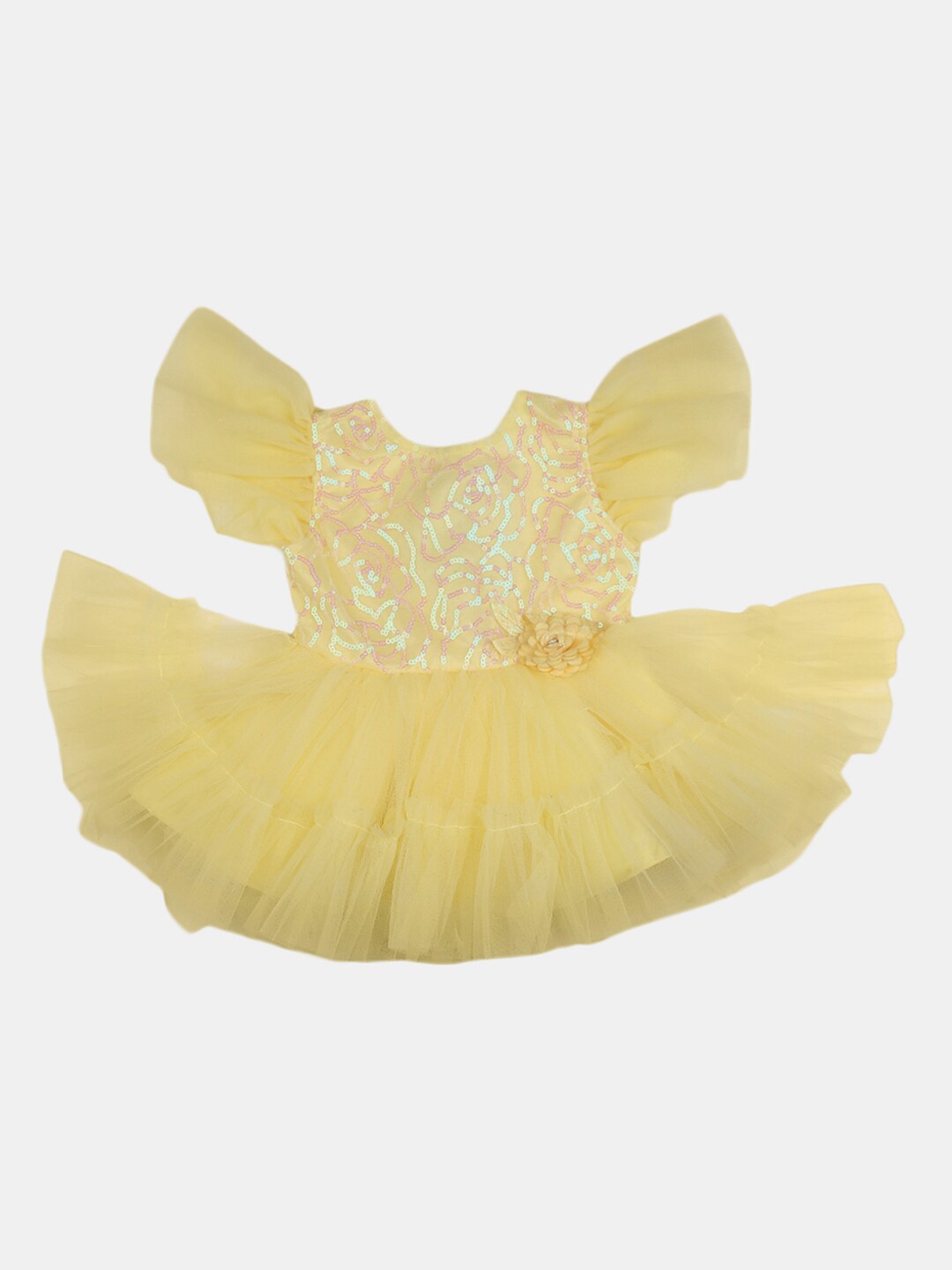 

V-Mart Kids -Girls Yellow Embellished Dress