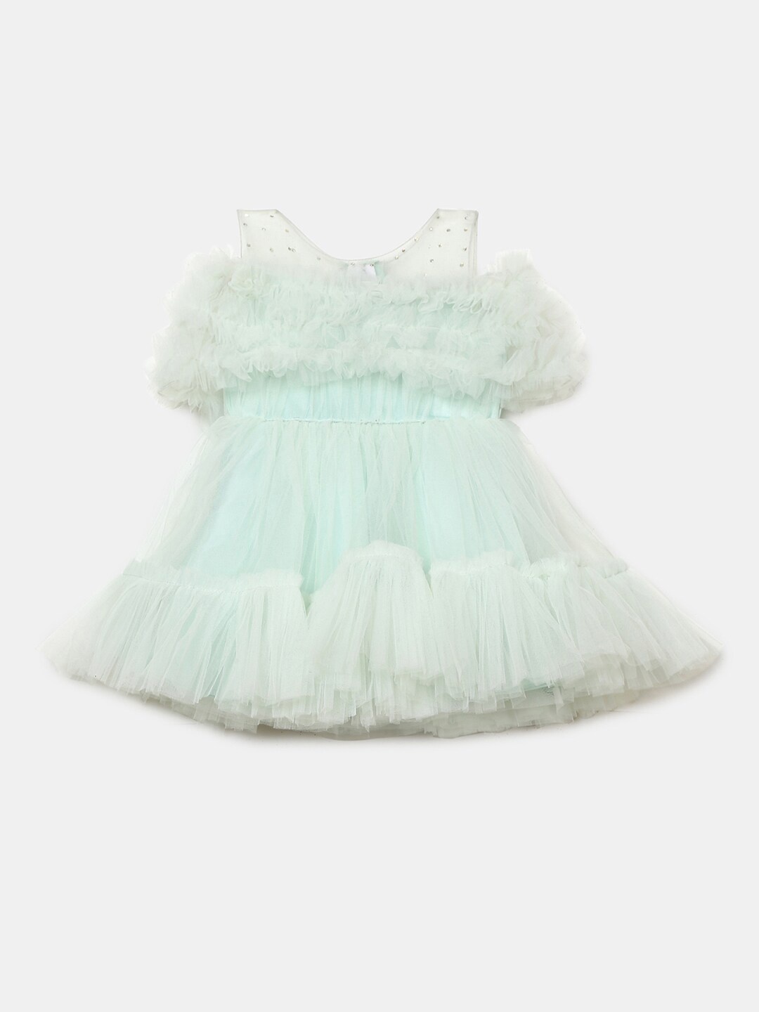 

V-Mart Kids Girls Sea Green Fit And Flare Cotton Dress
