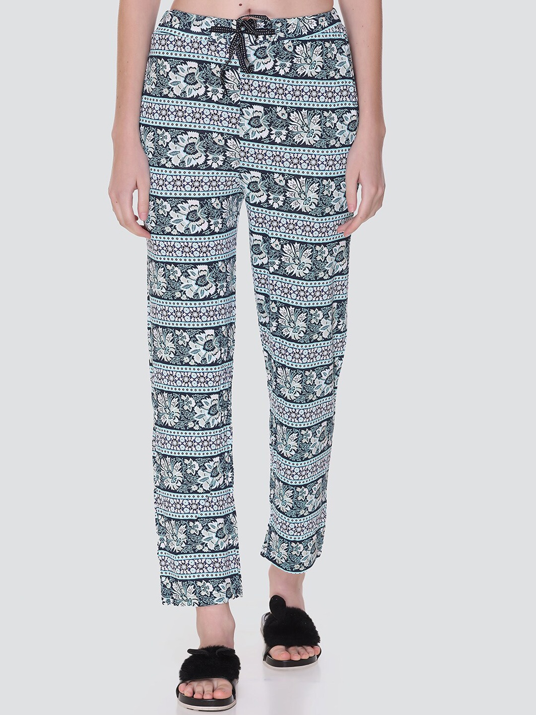

KEIKO Women Lime Green Printed Cotton Lounge Pants