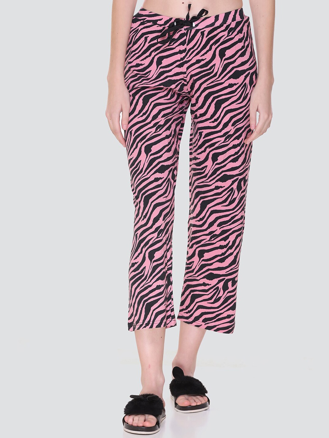 

KEIKO Women Pink & Black Printed Cotton Lounge Pants