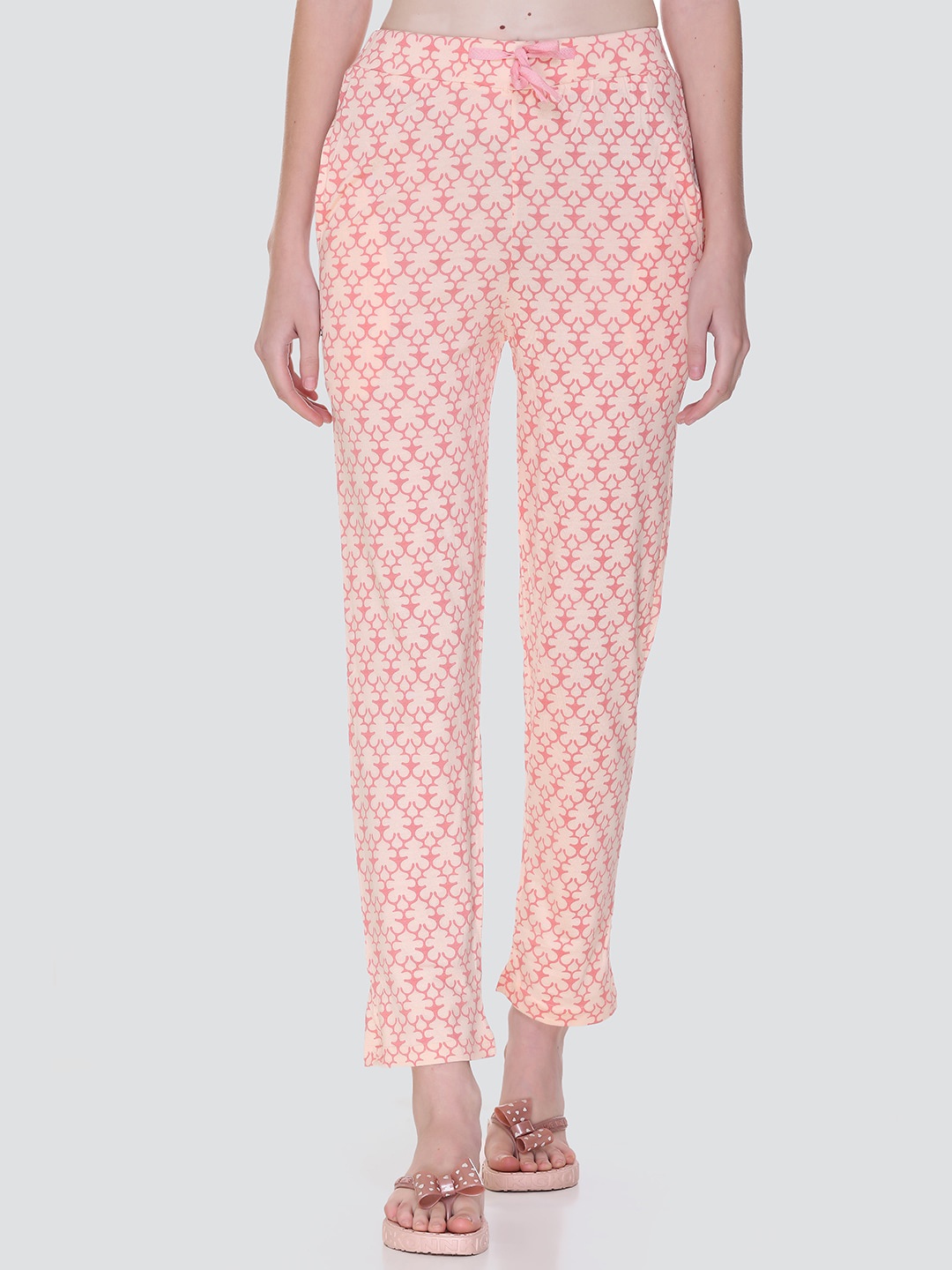 

KEIKO Women Peach Color Printed Cotton Lounge Pants