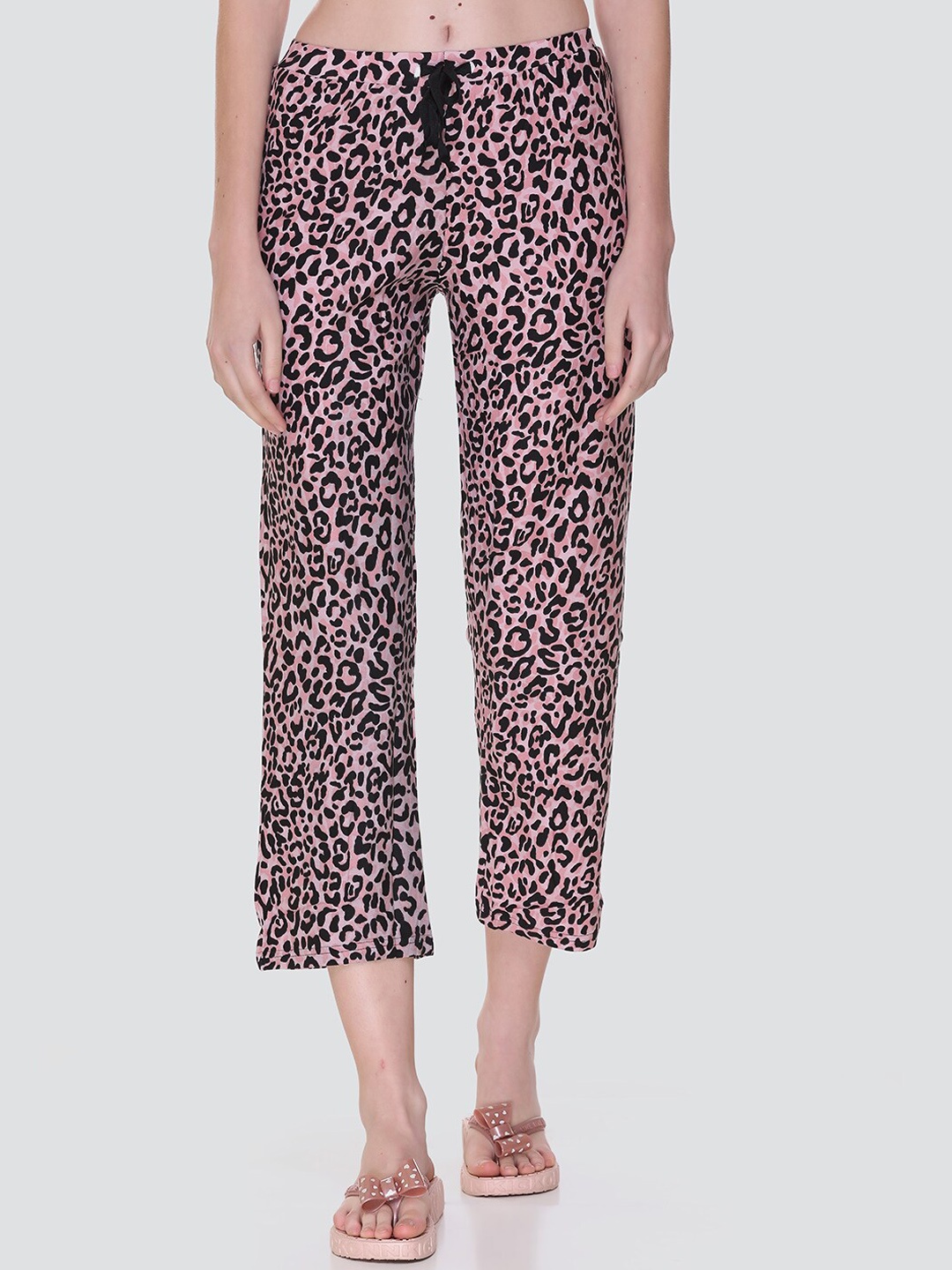 

KEIKO Women Black & Pink Printed Cotton Lounge Pants