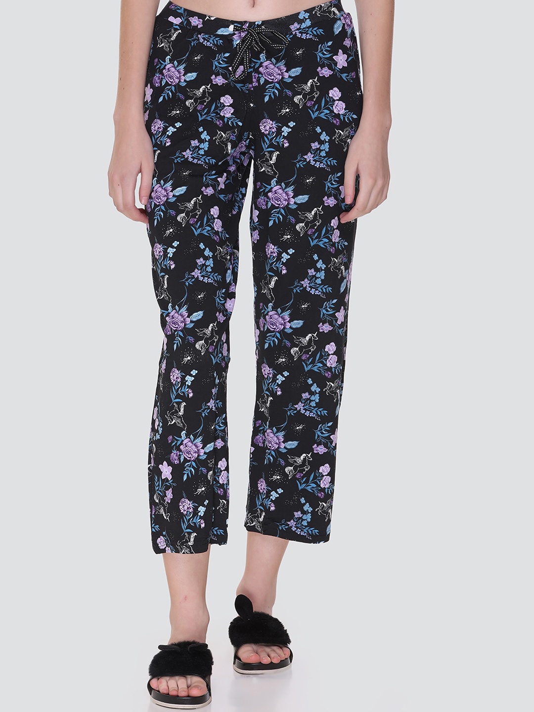 

KEIKO Women Black Printed Pure Cotton Lounge Pants