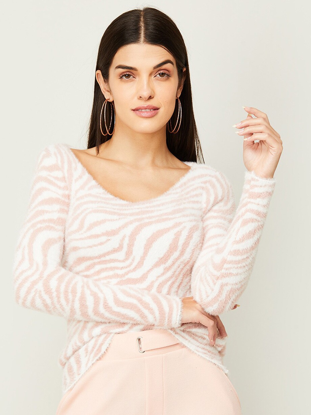 

CODE by Lifestyle Women Pink Self Design Sweatshirt