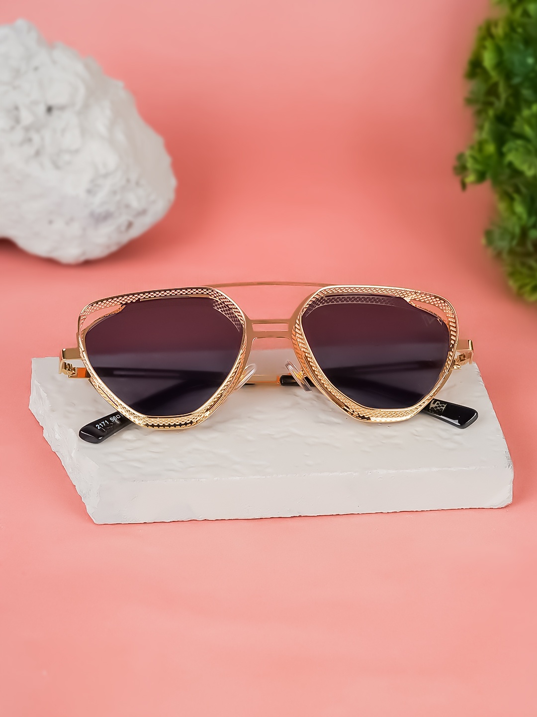 

Voyage Black Lens & Gold-Toned Aviator Sunglasses with UV Protected Lens