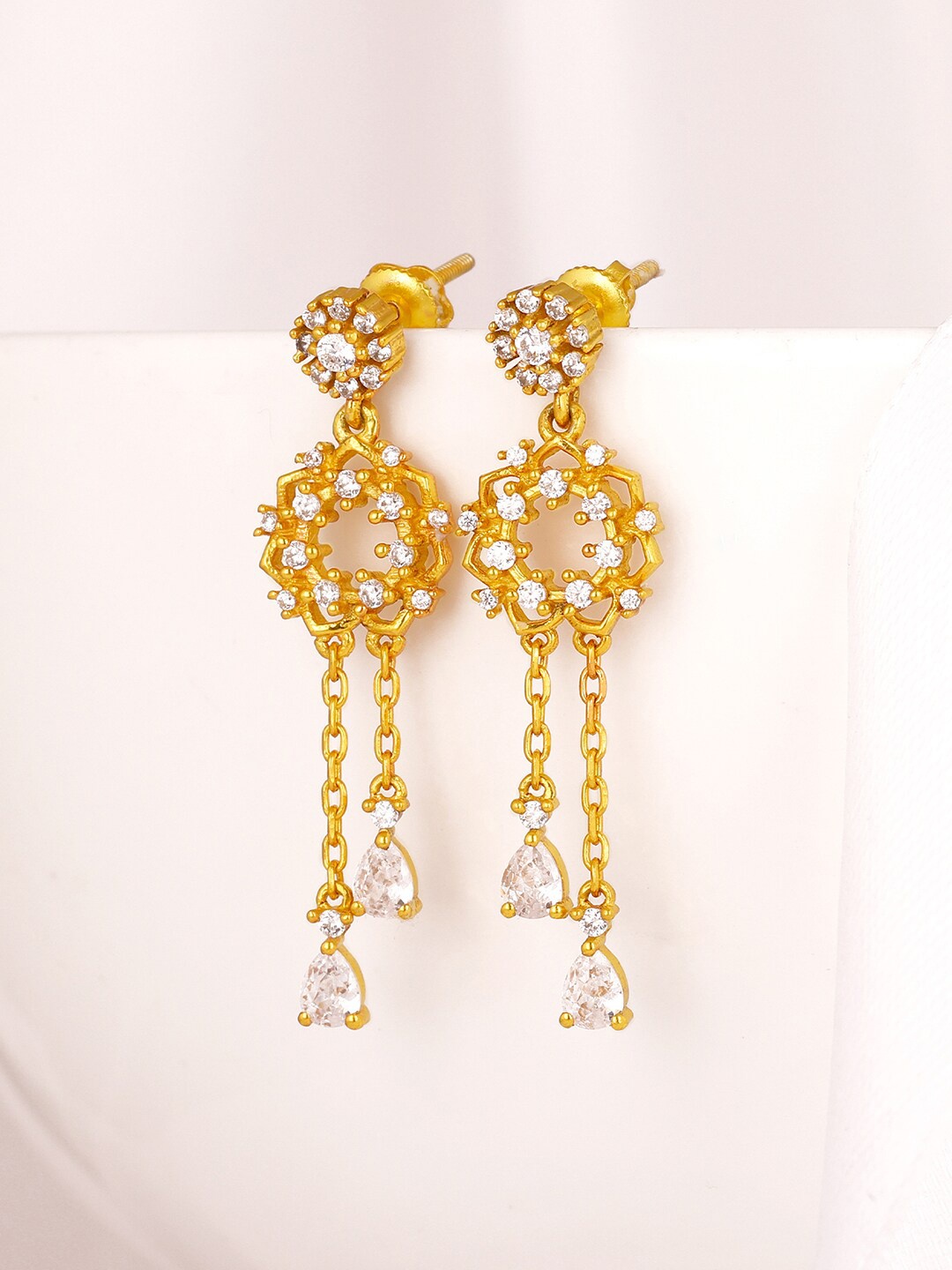 

GIVA Gold-Toned & White Circular Drop Earrings