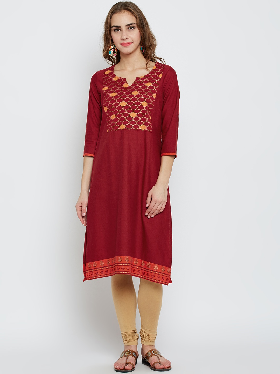 

RANGMANCH BY PANTALOONS Women Red Printed Straight Kurta
