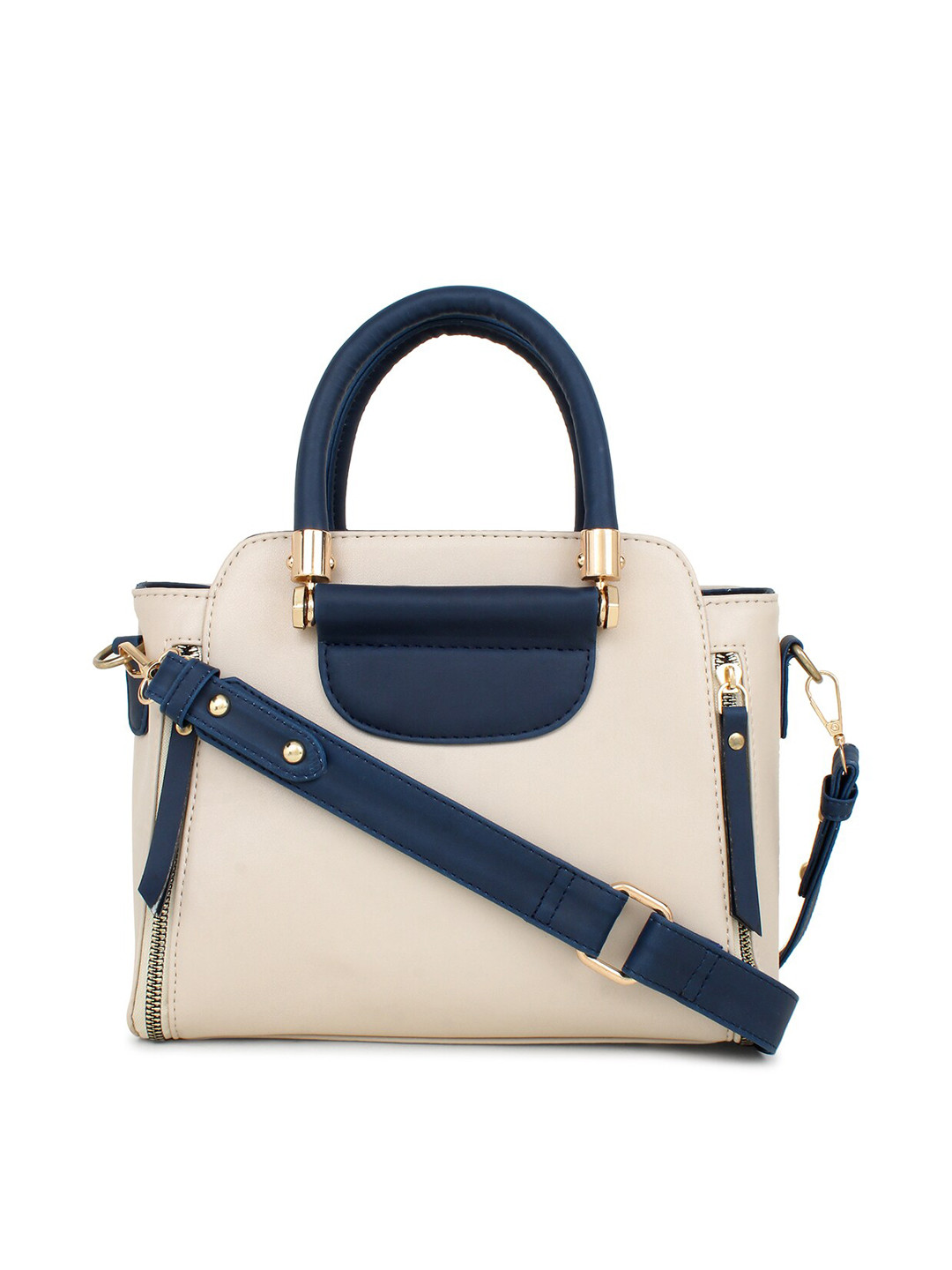 

LEGAL BRIBE White & Blue Colourblocked PU Structured Handheld Bag