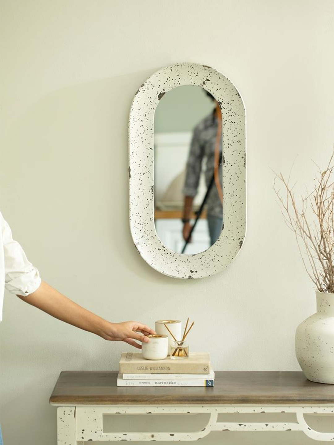 

ellementry Off White Farmhouse Flair Wall Mirror