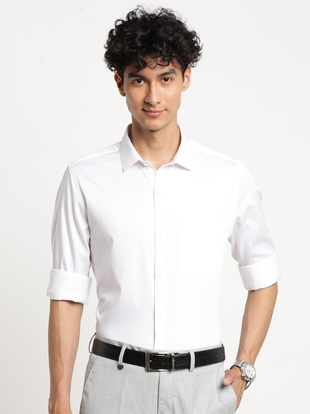 

Turtle Men White Slim Fit Cotton Formal Shirt
