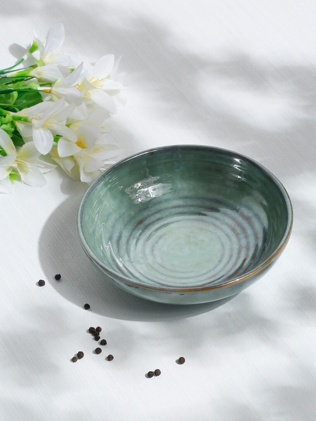 

EK BY EKTA KAPOOR Green Solid Ceramic Pasta Bowl