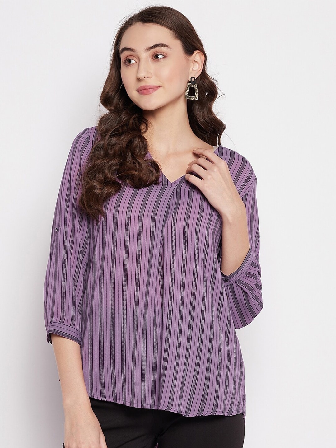 

Madame Women Pink Striped Top