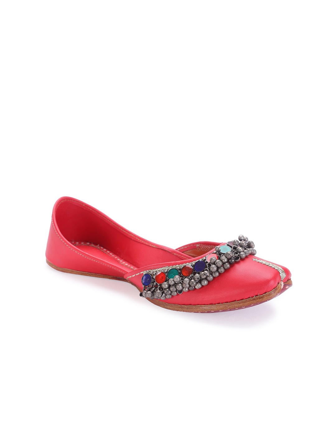 

5 ELEMENTS Women Red Embellished Ethnic Mojaris Flats