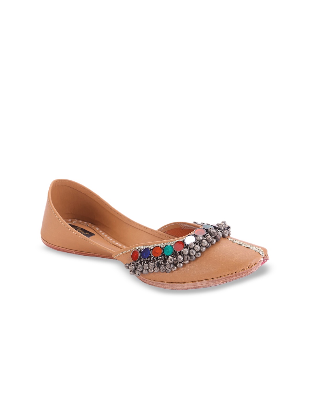 

5 ELEMENTS Women Beige Embellished Ethnic Mojaris Flats