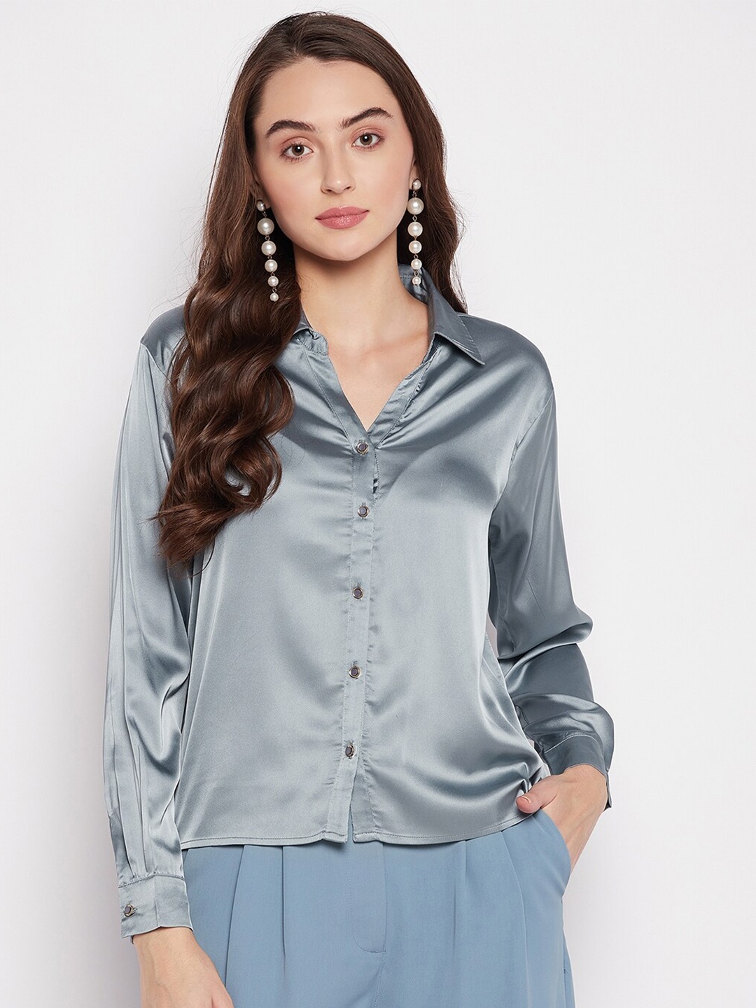 

Madame Women Grey Casual Shirt