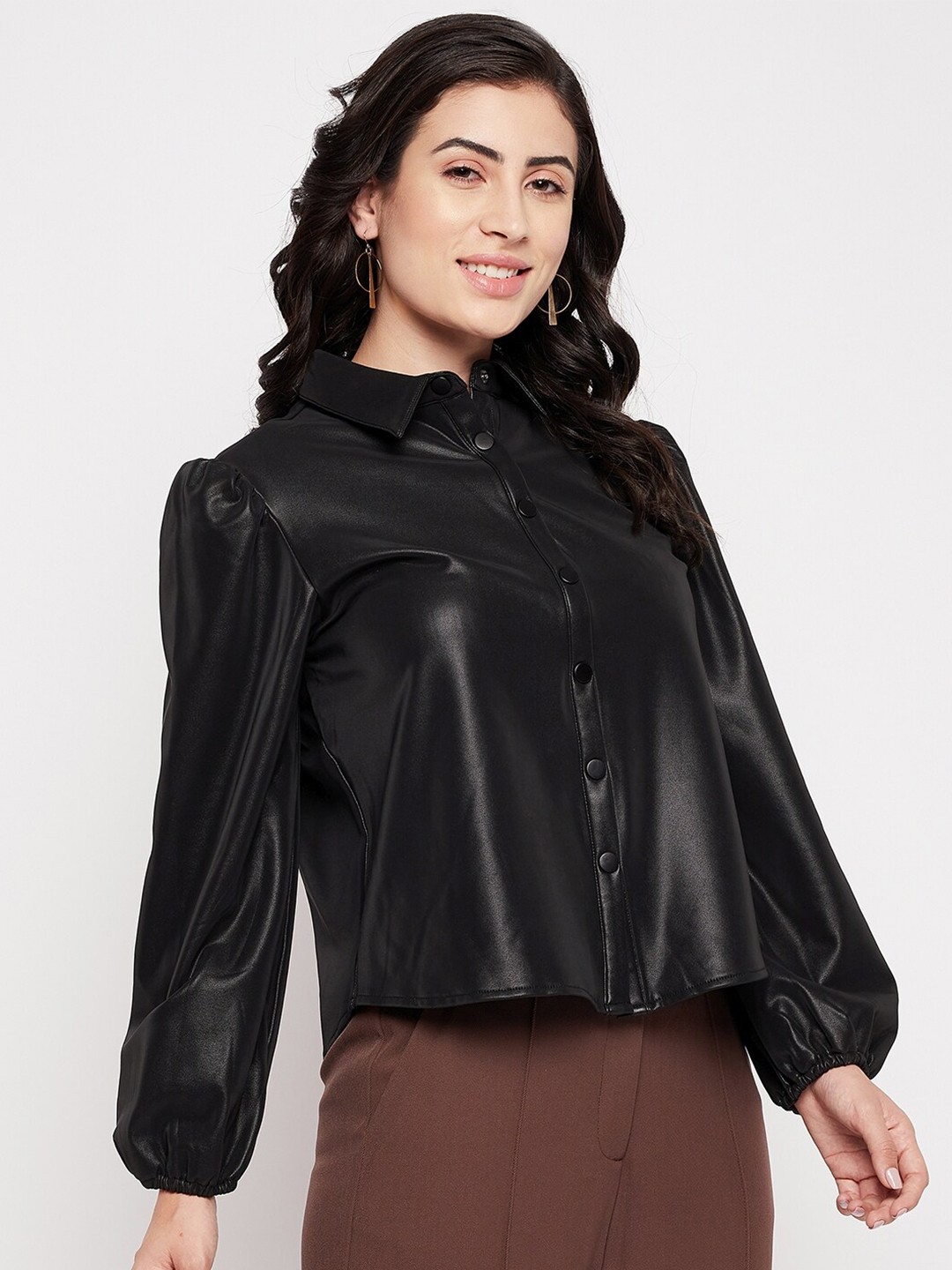 

Madame Women Black Casual Shirt