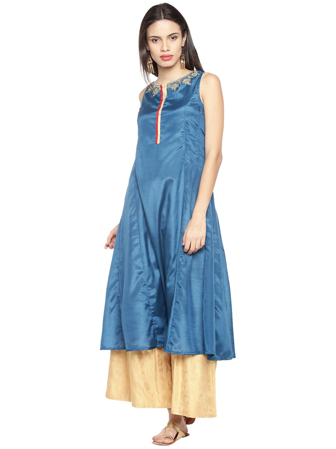 

RANGMANCH BY PANTALOONS Women Blue Solid A-Line Kurta