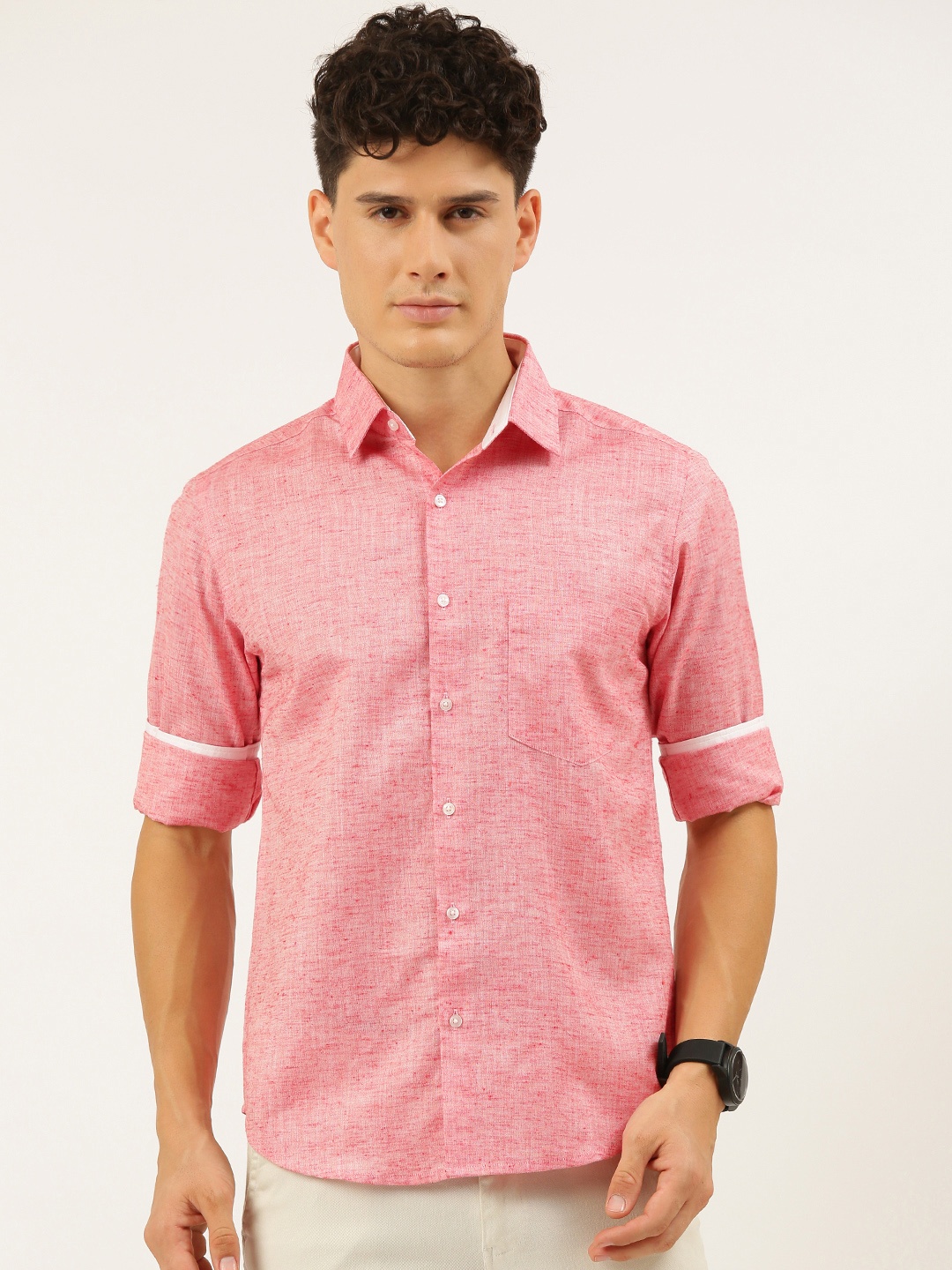 

IVOC Men Red Standard Slim Fit Casual Shirt, Pink