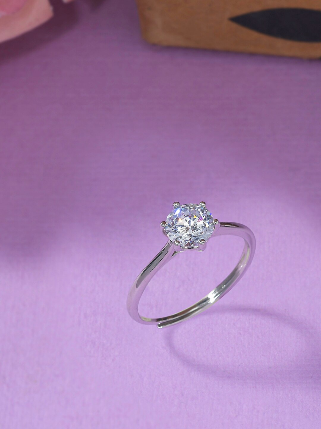 

Voylla Women Silver-Plated Stone-Studded Finger Ring