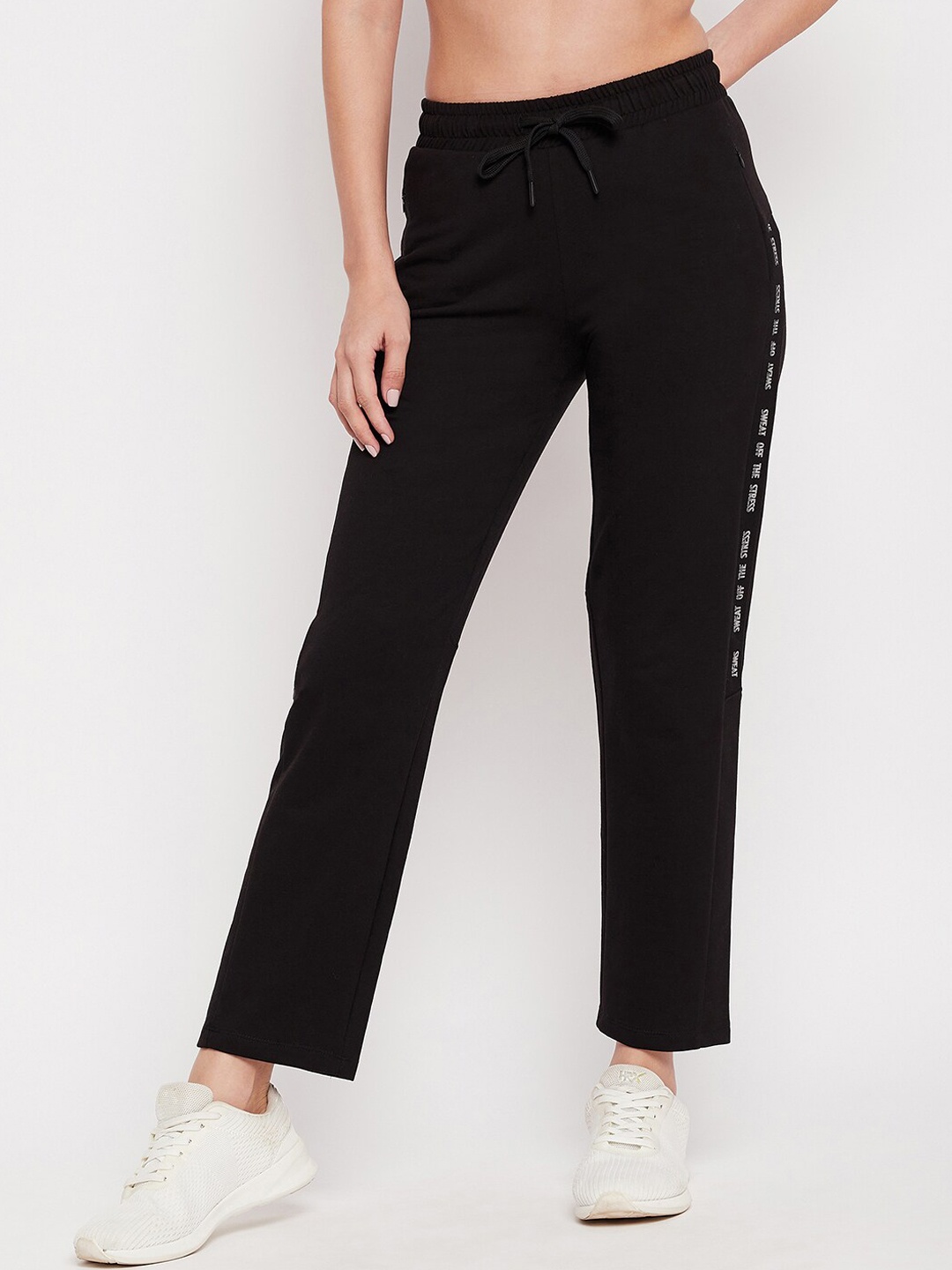 

MADAME M SECRET Women Plus Size Black Solid Cotton Track Pant