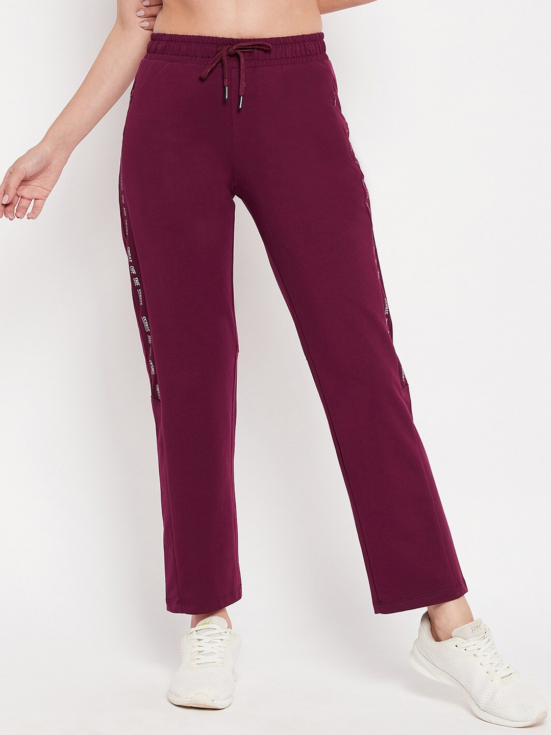 

MADAME M SECRET Women Plus Size Purple Solid Cotton Track Pant