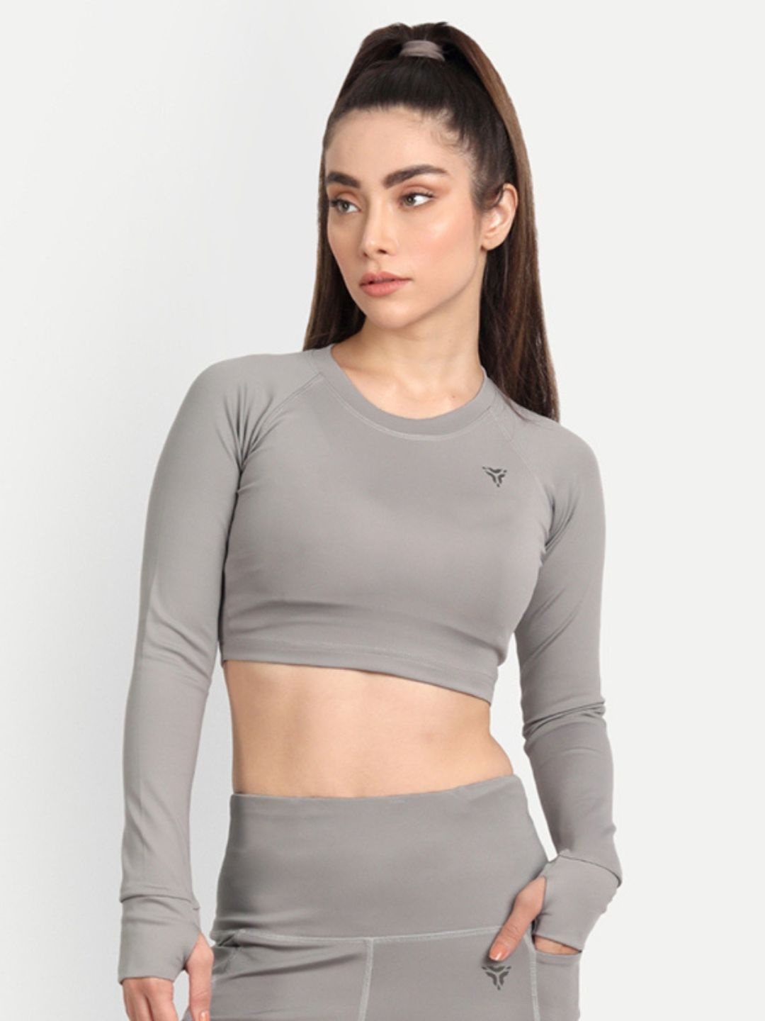 

deb Women Alpha Dry Technology Crop Top, Grey
