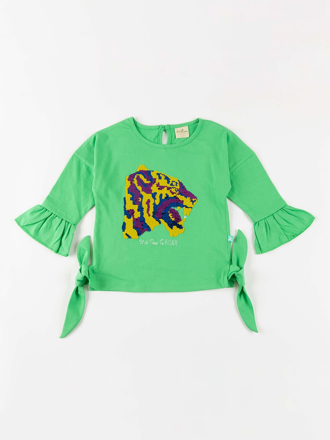 

JusCubs Green Graphic Printed Pure Cotton Top