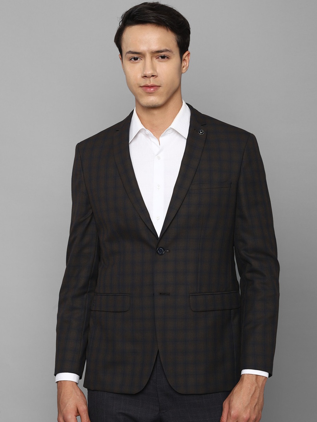

Allen Solly Men Black Checked Patterned Single-Breasted Slim-Fit Formal Blazer