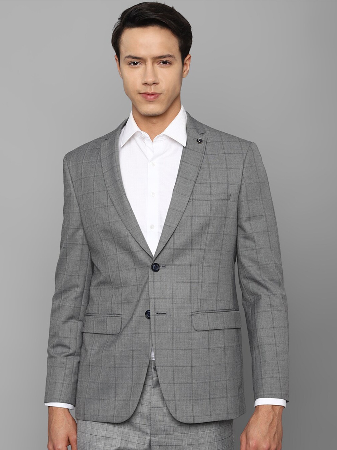 

Allen Solly Men Grey Checked Single-Breasted Formal Blazer