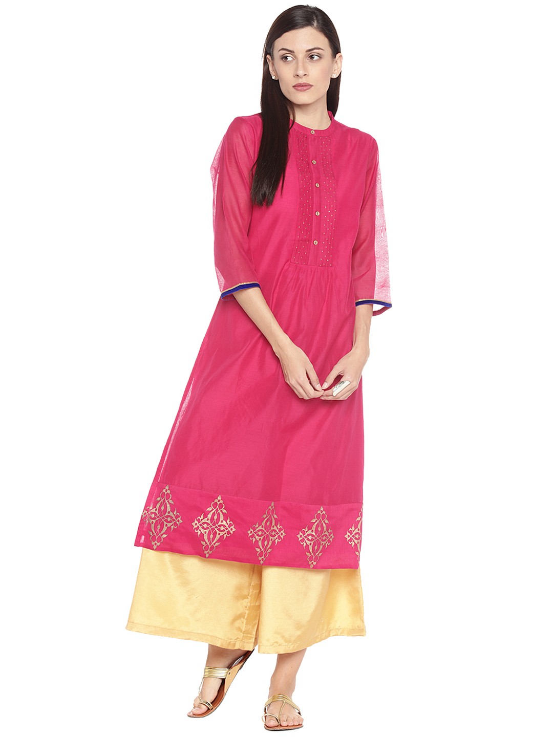 

RANGMANCH BY PANTALOONS Women Pink Solid Straight Kurta