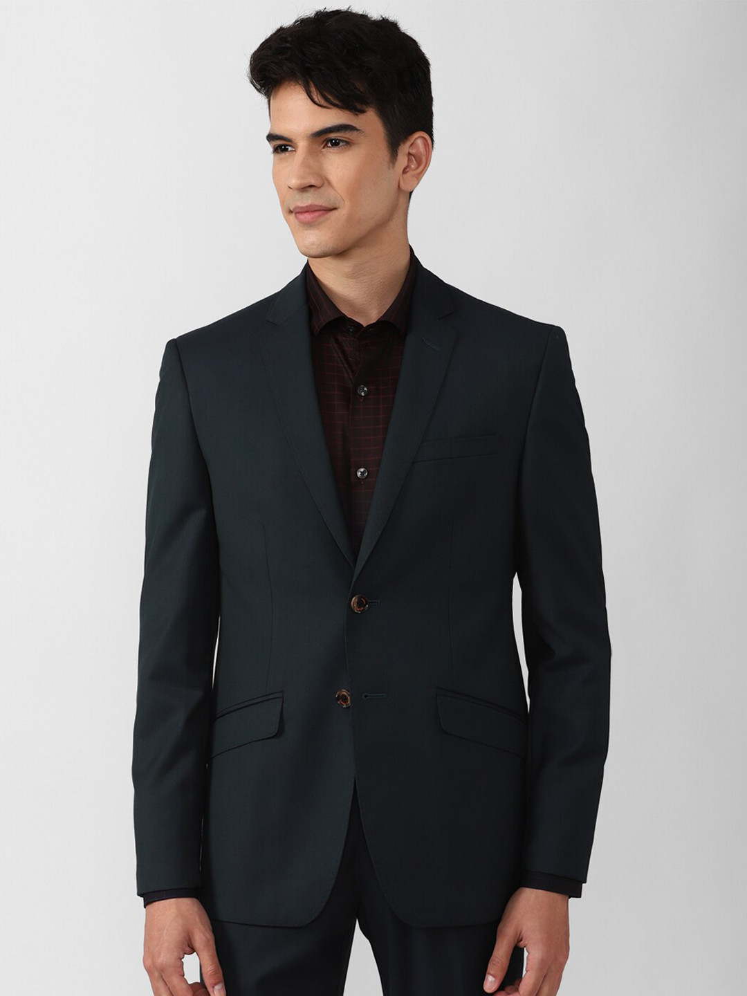 

SIMON CARTER LONDON Men Navy Blue Solid Slim-Fit Single-Breasted Blazers
