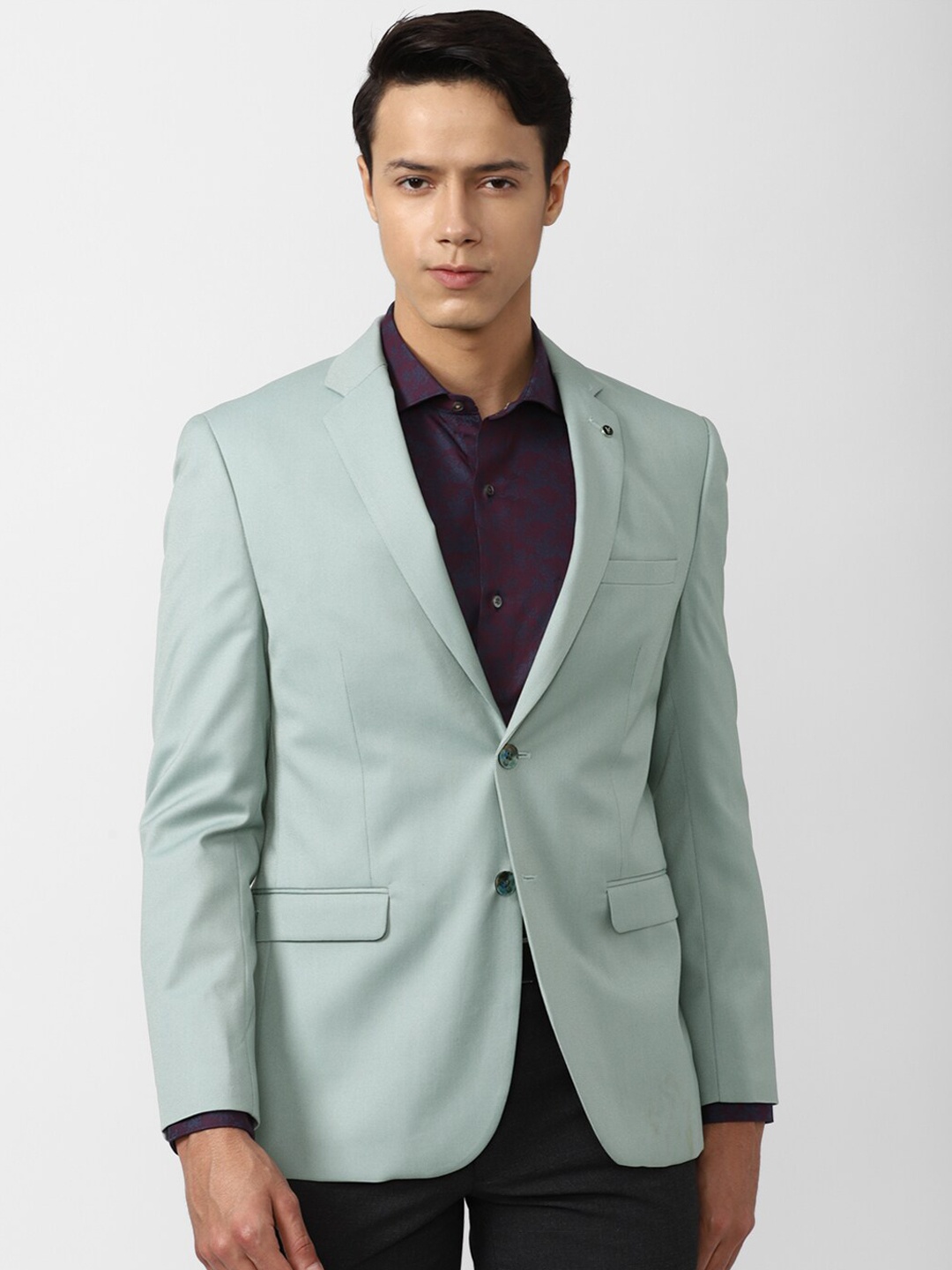 

Van Heusen Men Blue Solid Slim-Fit Single-Breasted Blazer