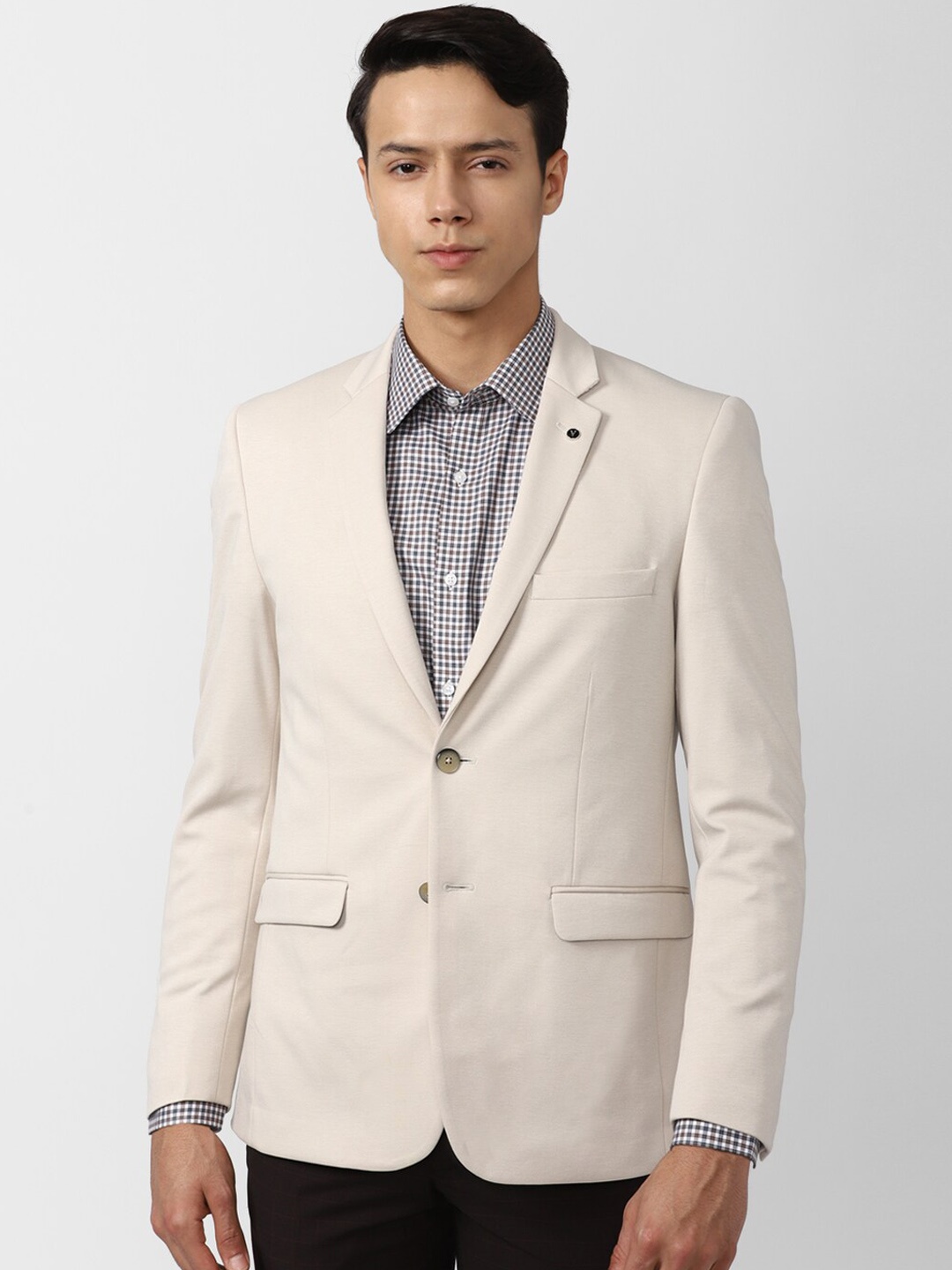 

Van Heusen Men Beige Solid Slim-Fit Single-Breasted Formal Blazers