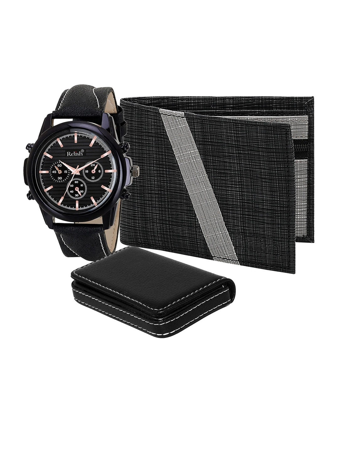 

Relish Men Black Solid Leather Accessory Gift Set