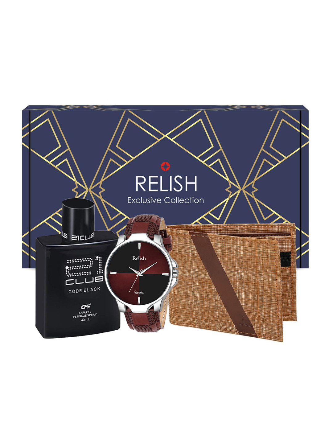 

Relish Men Brown Solid Leather Accessory Gift Set