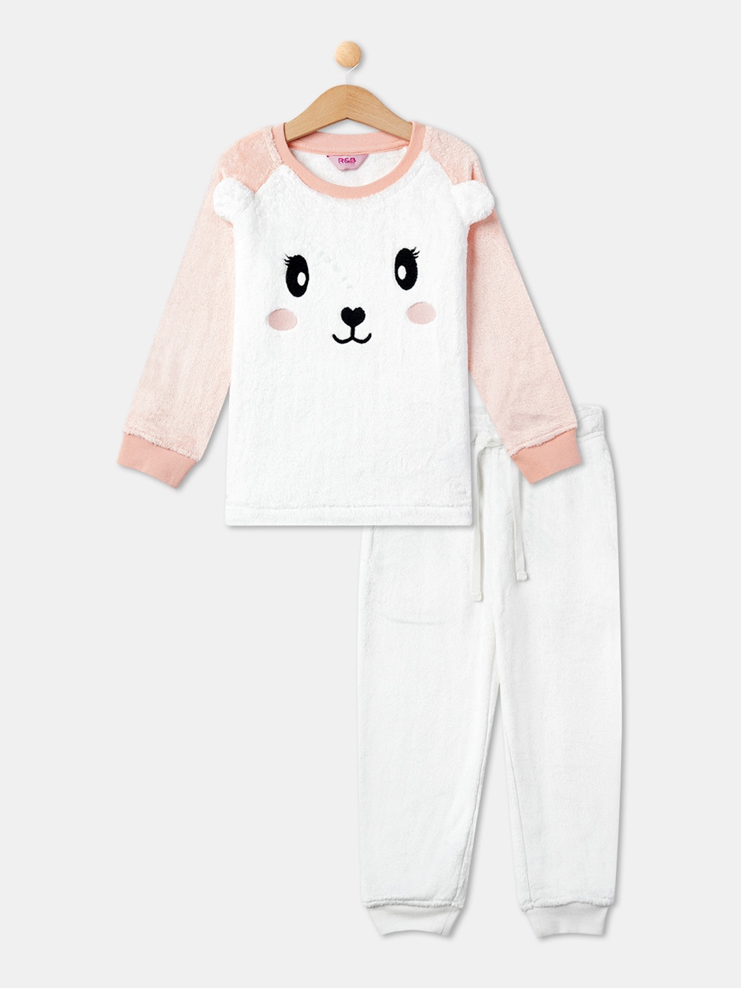 

R&B Girls Peach-Coloured & White Printed Cotton Night suit