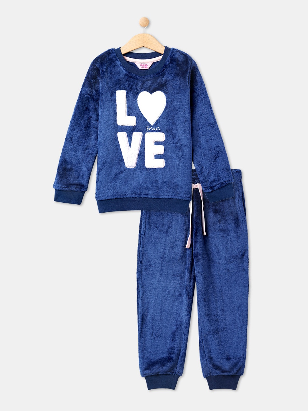 

R&B Girls Blue Printed Cotton Night suit