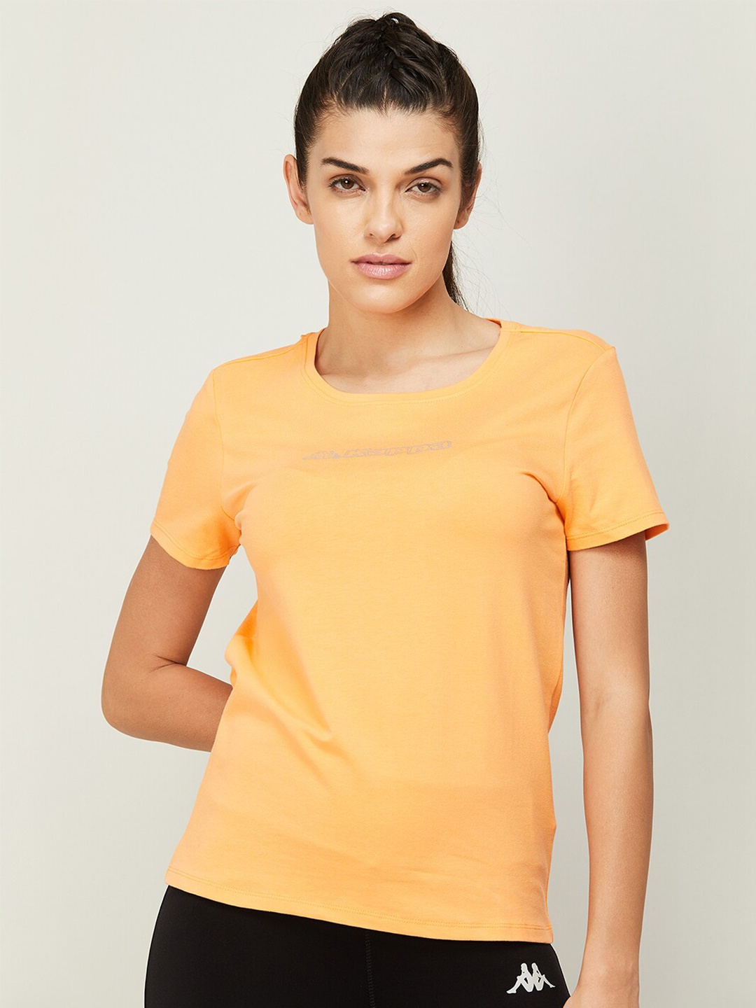 

Kappa Women Orange Solid Cotton T-shirt