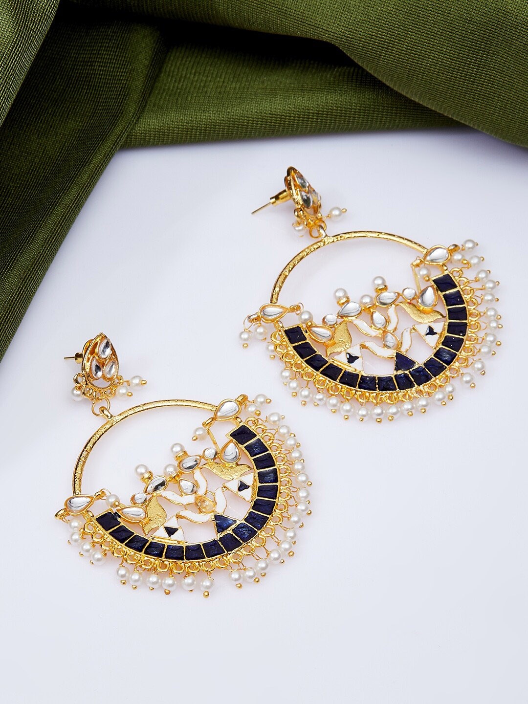 

ZeroKaata Women Blue Contemporary Chandbalis Earrings