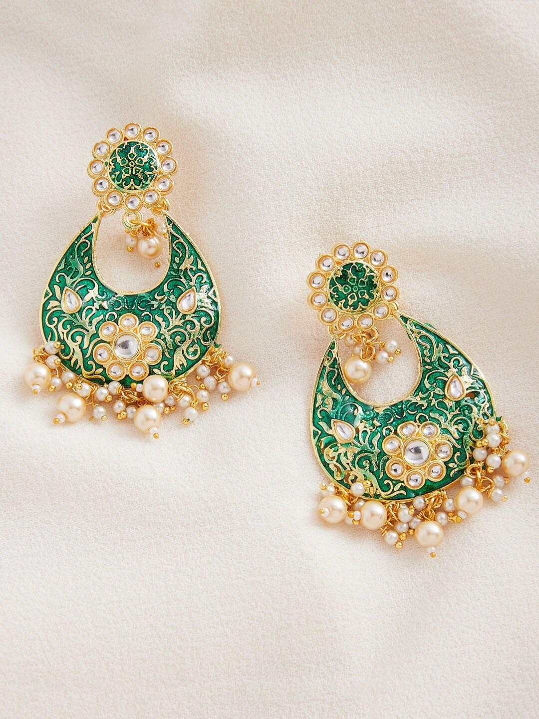 

ZeroKaata Women Green Contemporary Drop Earrings