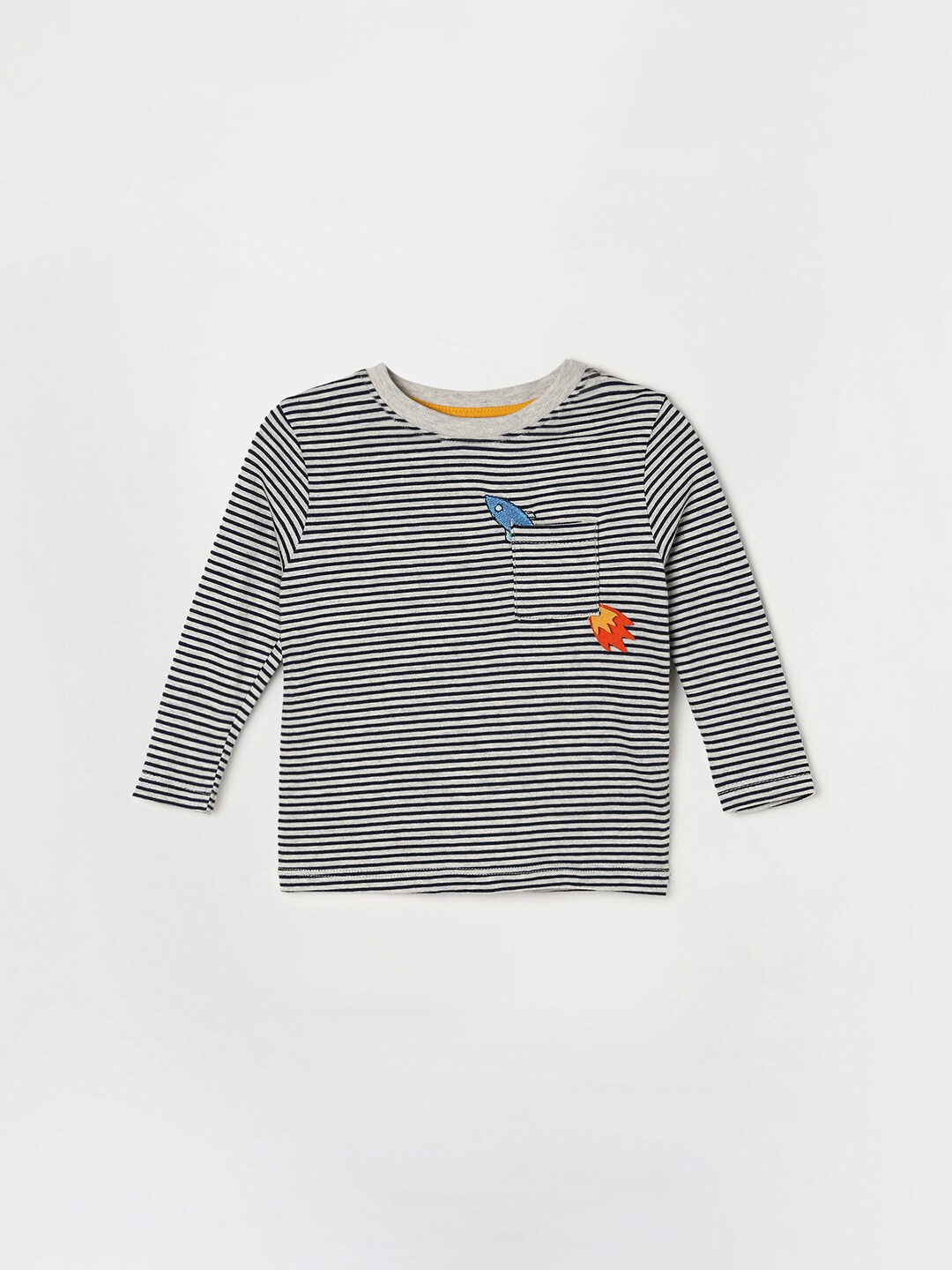 

Juniors by Lifestyle Boys Black Striped Printed Embellished Cotton T-shirt