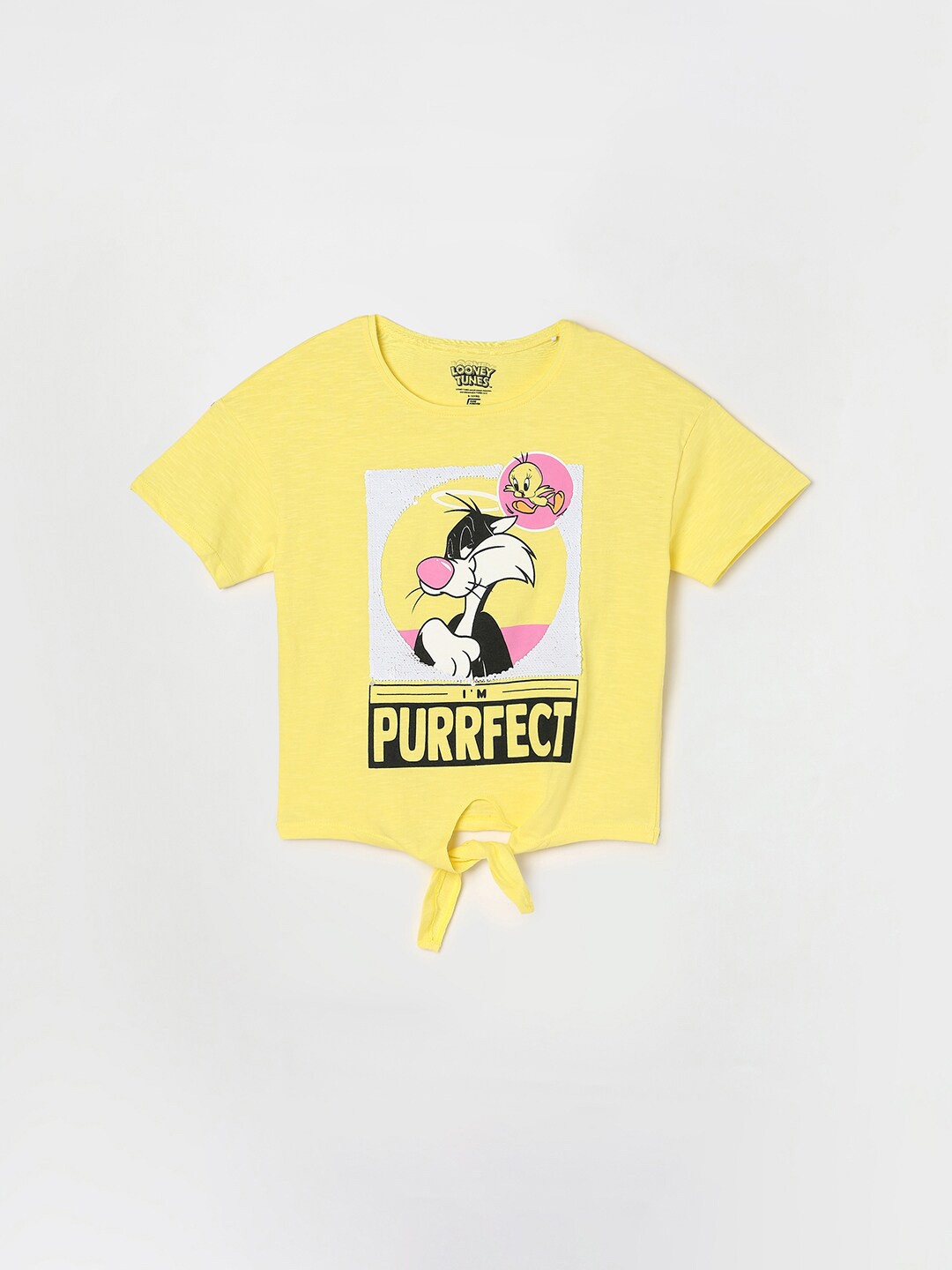 

Fame Forever by Lifestyle Looney Tunes Printed Cotton T-shirt, Yellow