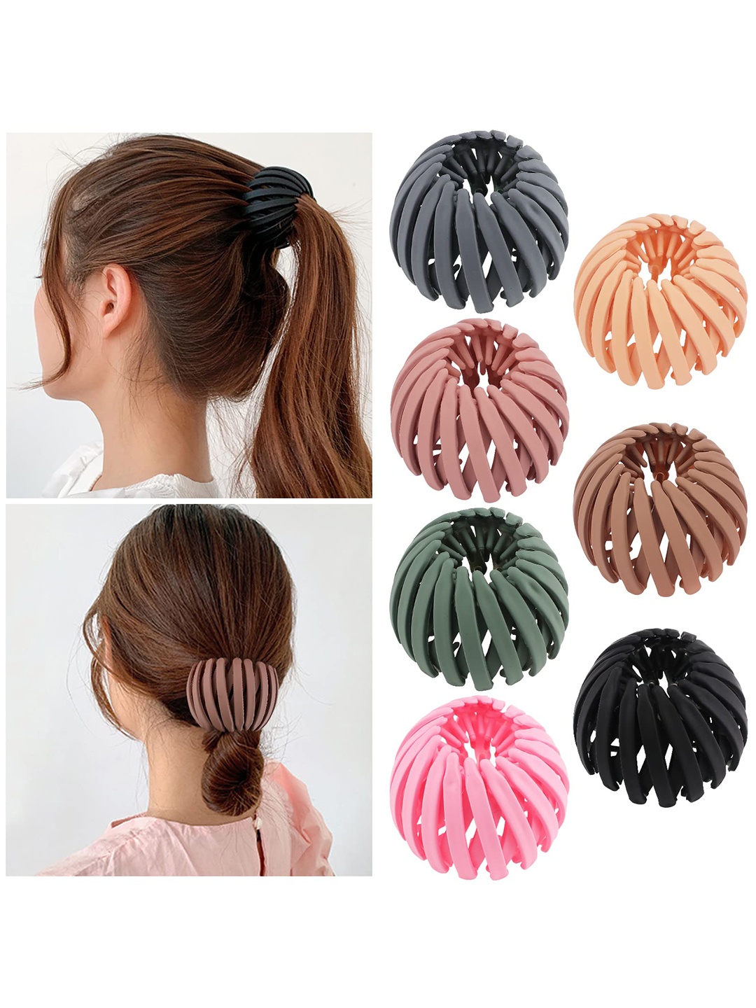 

FIMBUL Women Pink & Black Set of 7 Ponytail Holders