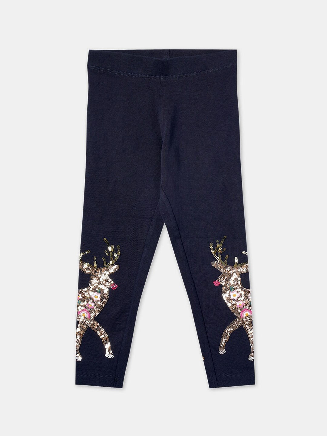 

R&B Girls Blue Sequined Cotton Joggers